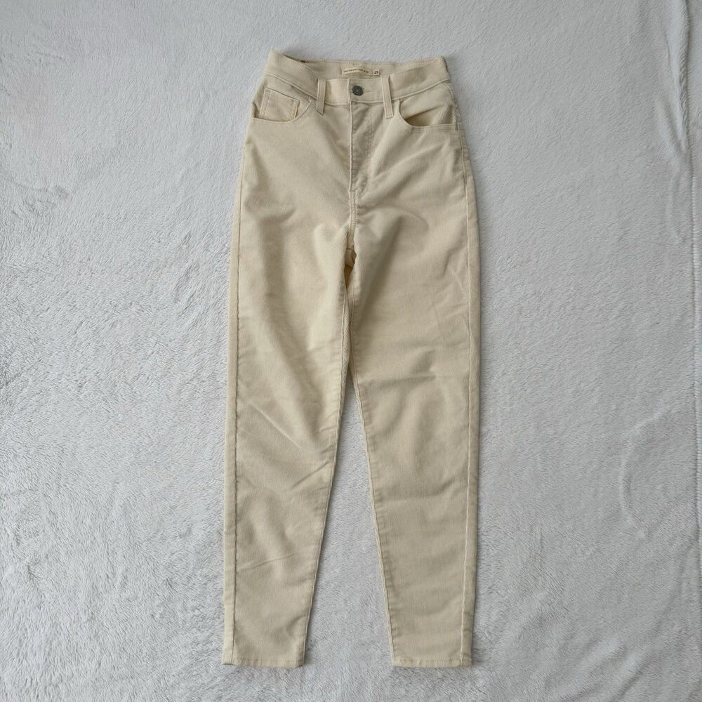 LEVI’S Women’s Corduroy Pants High Waisted Mom Jeans Cream Size 25